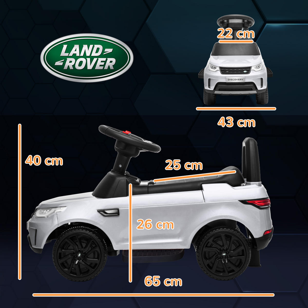 LAND Rover Kinder Elektroauto 2 in 1 6V Kinderauto mit Rutschmodus, Musik - Weiß, Metall (65/43/40cm) - AIYAPLAY