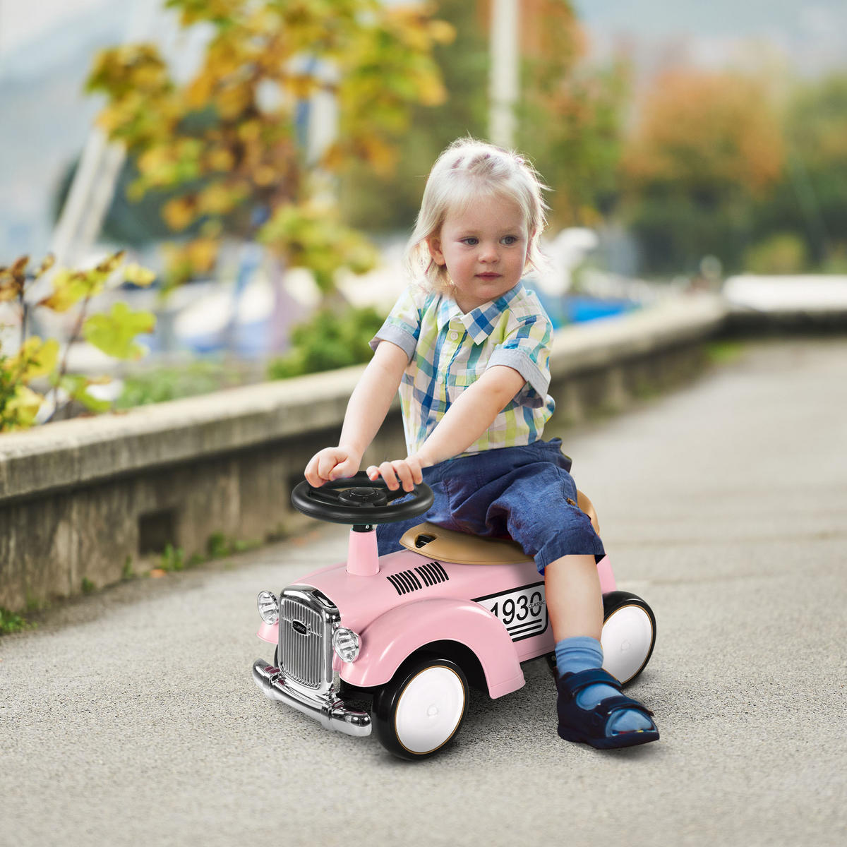 RUTSCHAUTO, Kinderfahrzeug mit Stauraum, Kinderauto mit Kippschutz, Rosa - Rosa, Metall (58/27/35cm) - AIYAPLAY
