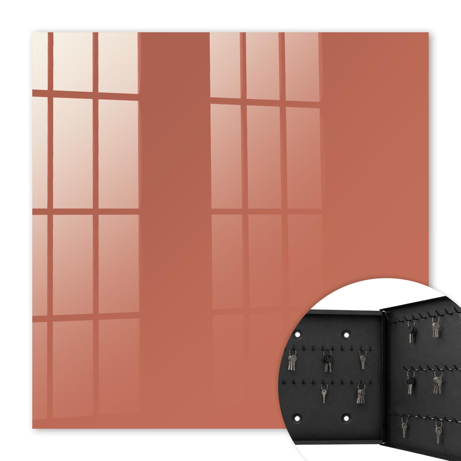 SCHLÜSSELBOX Schwarz 30x30 cm- Türöffnung nach rechts - Ziegelfarbe - Orange, Metall (30/30/5cm) - TULUP