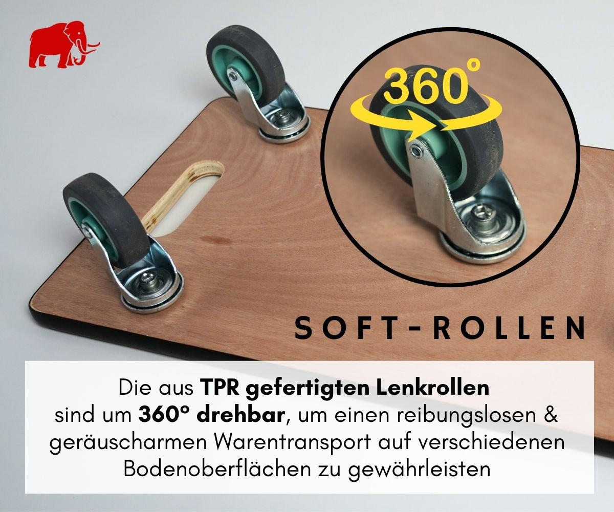 TRANSPORTROLLER 2er-Set Hercules mit 4 Rollen 11,5x30x60 cm Traglast 200kg Sperrholzplatte Braun - Braun, Holzwerkstoff (60/30/11.5cm) - PROREGAL