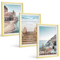 BILDER SET 3er Set - 40x60 cm Goldrahmen - Sommerliche Strandansichten in Pastellfarben - Goldfarben, Kunststoff (40/60cm) - TULUP