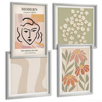 BILDER SET 4er Set - 50x50 cm & 40x60 cm Silberner Rahmen - Moderne abstrakte Frau - Silberfarben, Kunststoff (50/50cm) - TULUP