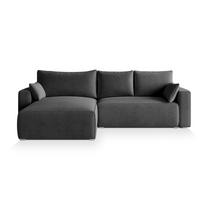 ECKSOFA FORIL P Graphitfarben Kordstoff mit Schlaffunktion - Graphitfarben, Holz (265/178cm) - MASSENO