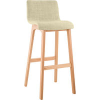 BARHOCKER Stoff Creme - Eukalyptusholzfarben/Creme, Holz/Textil (41/102/46cm) - CLP