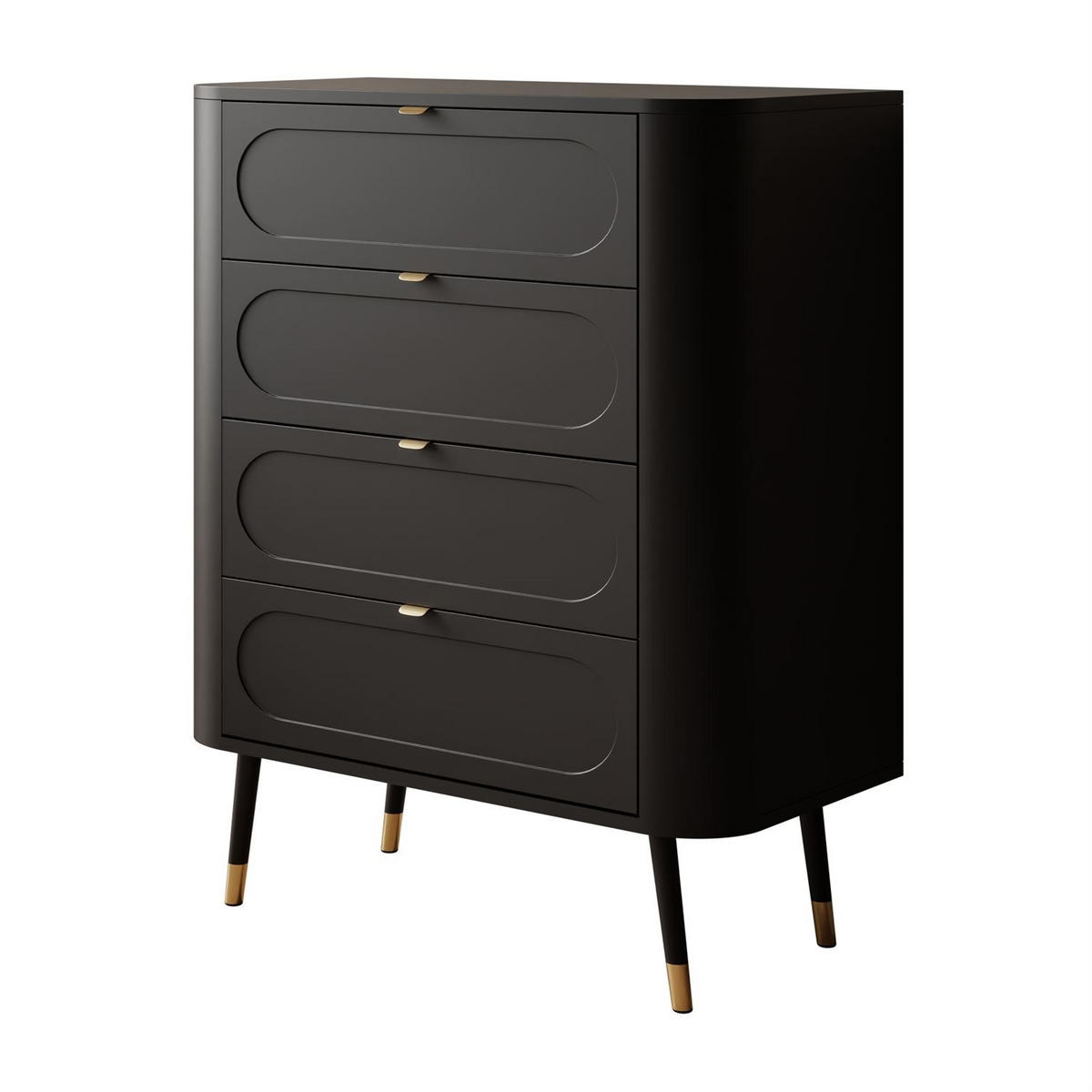 SCHLAFZIMMERKOMMODE SHADOW 4S mit Schubladen - Schwarz, Holzwerkstoff (78/98/40cm) - Lookway