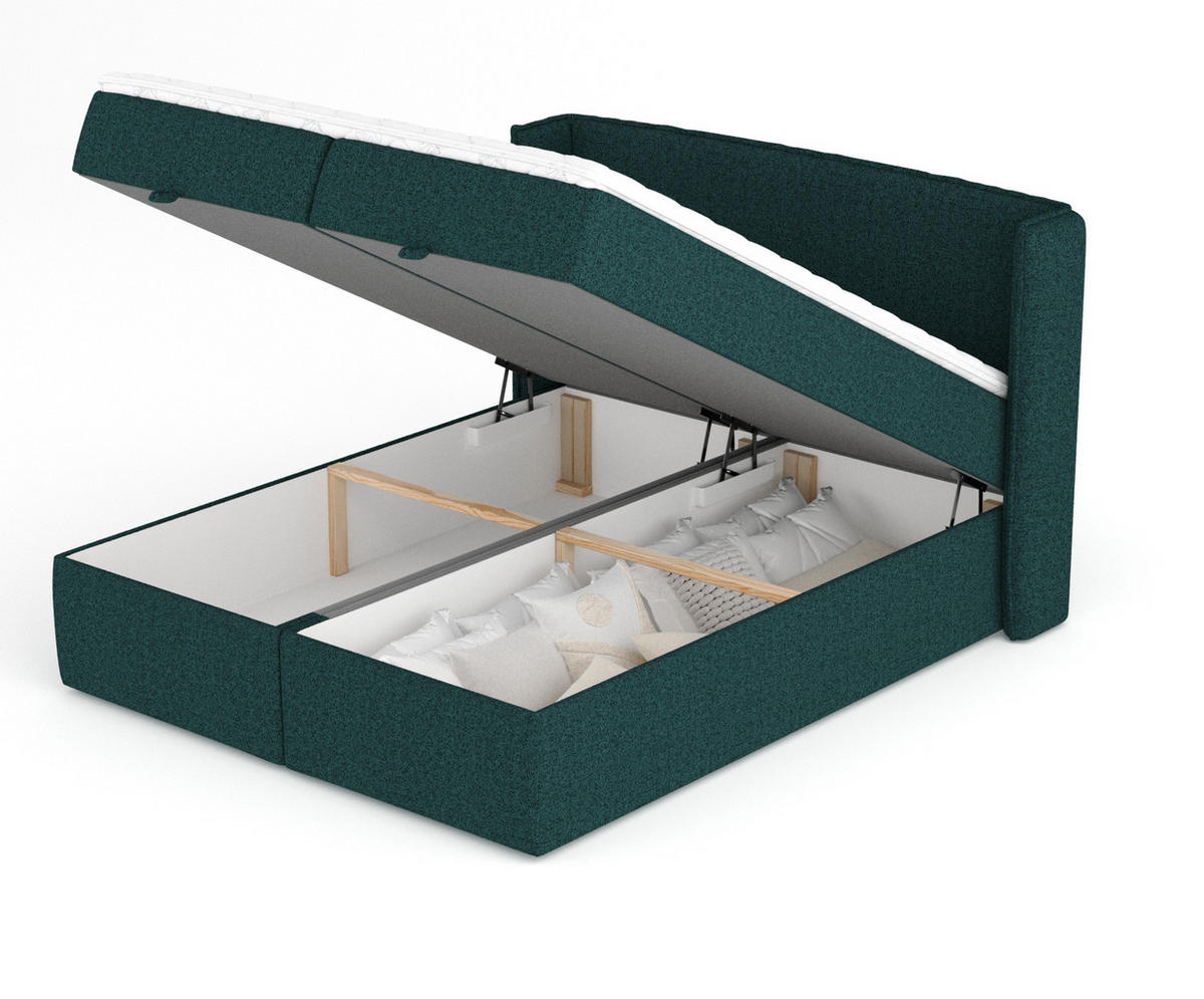 BOXBETT Passion Grün 200/200 cm - Schwarz/Grün, Kunststoff/Textil (200/200cm) - Maison de Reve