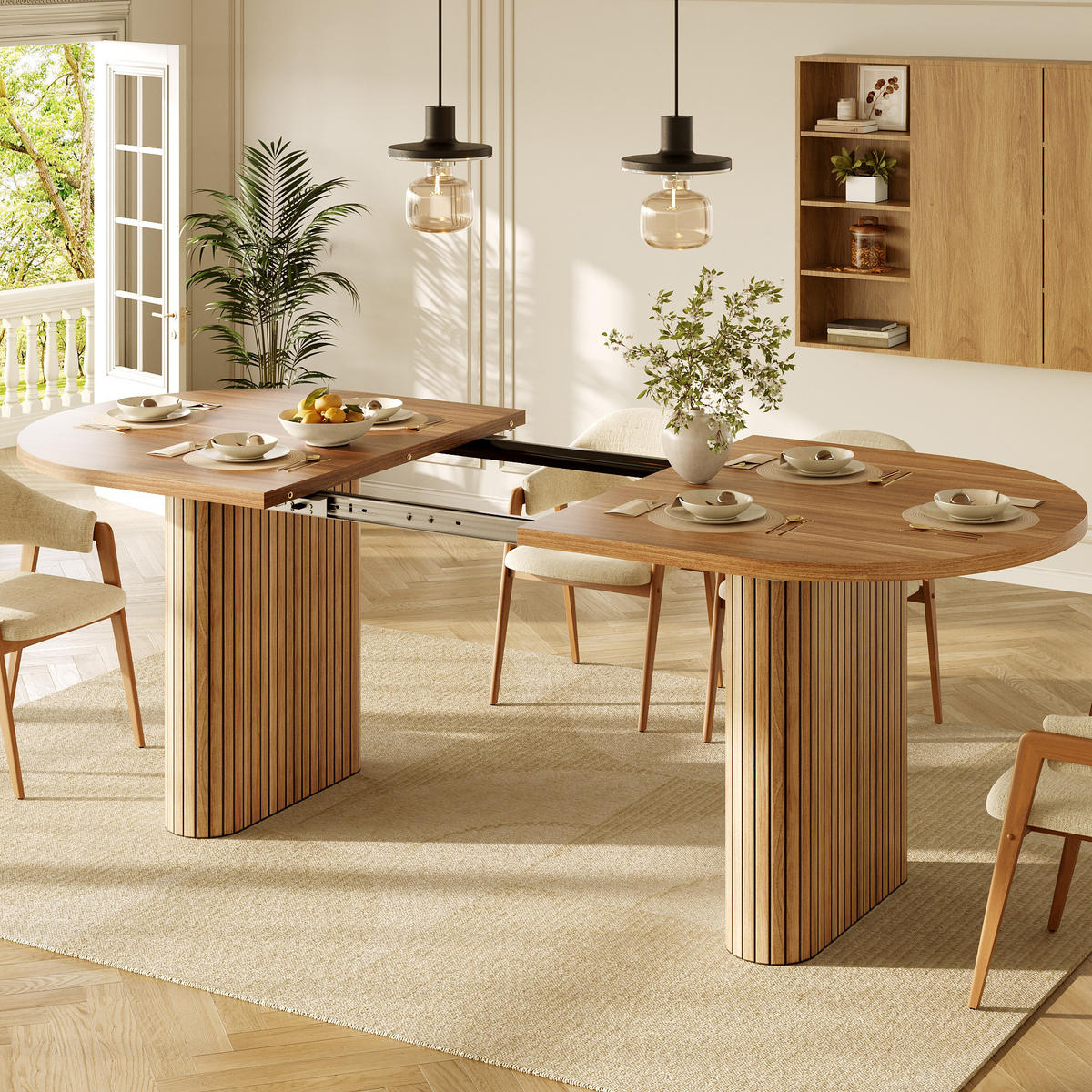 ESSTISCH Ausziehbar 120-160Cm Oval Holzstruktur Natur - Braun, Metall (80/120/75.5cm) - FLIEKS