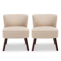 COCKTAILSESSEL 2er-Set Jofi aus beigem Stoff - Beige/Dunkelbraun, Holz/Textil (56/70.5/67cm) - Sicaan