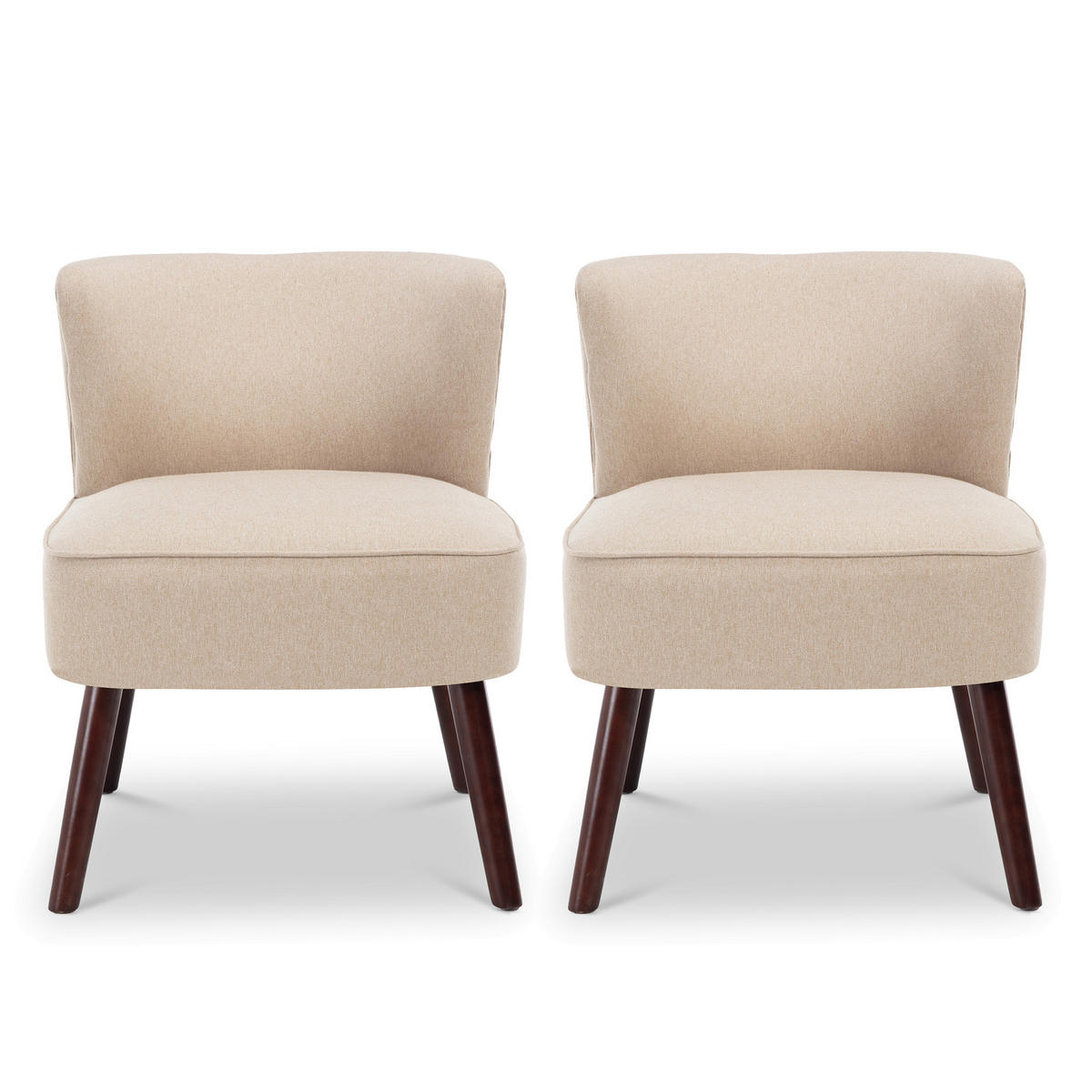 COCKTAILSESSEL 2er-Set Jofi aus beigem Stoff - Beige/Dunkelbraun, Holz/Textil (56/70.5/67cm) - Sicaan