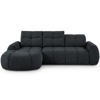 ECKSOFA Sorel Mini mit Automatisch verstellbarer Sitztiefe und Kopfstützen, links, Schwarz - Schwarz, Textil (190/275cm) - Beautysofa