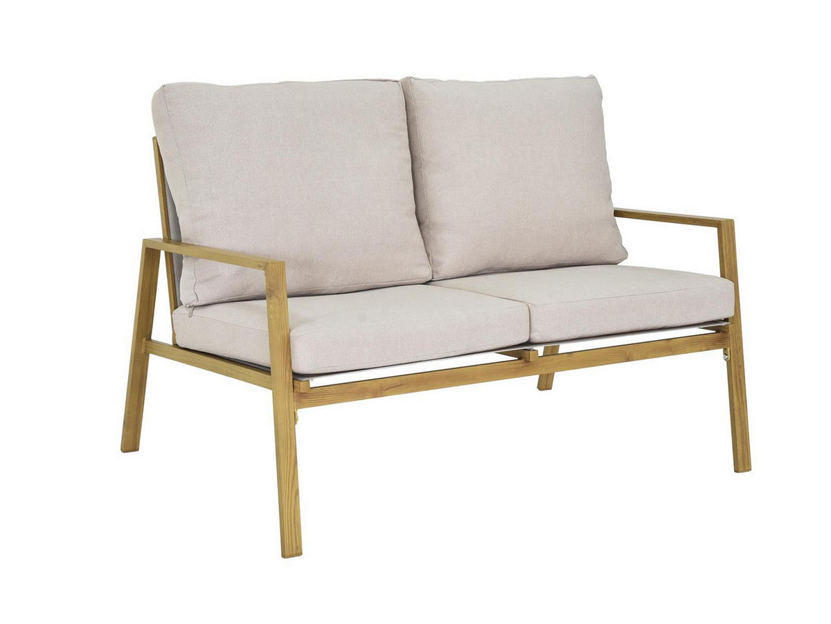 LOUNGE-SET Palamos Holzoptik 4-teilig mit Sofa, 2 Sesseln und Couchtisch - Braun, Kunststoff - bellavista - Home & Garden