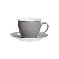 MILCHKAFFEE TASSE MIT UNTERTASSE Doppio Grau 350 ml - Grau, Keramik (17/11/17cm) - Ritzenhoff Breker