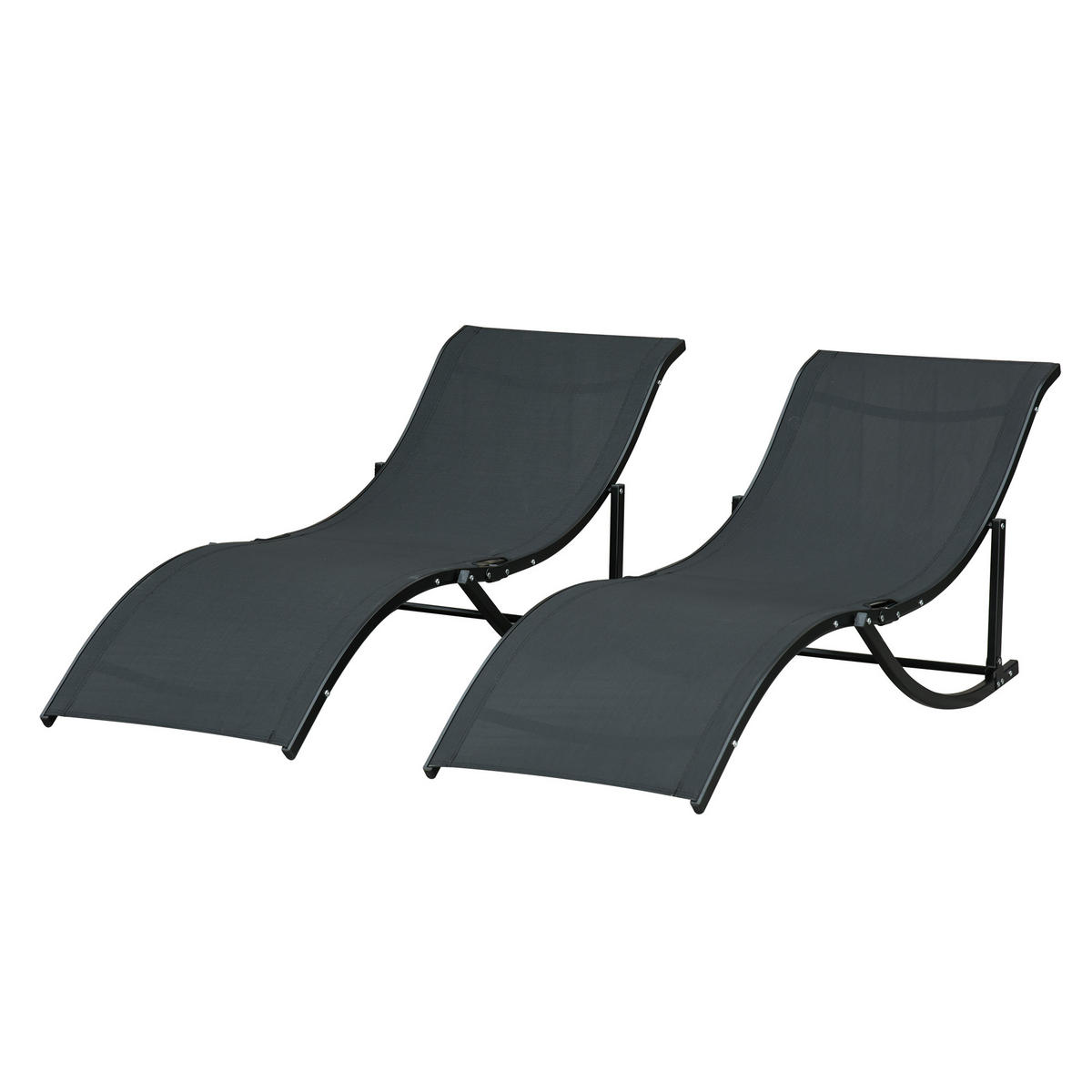 GARTENLIEGE Schwarz 2 Stück - Schwarz, Naturmaterialien (165/63/61cm) - GiPP