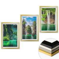 WANDBILDER 3er Set - 40x60 cm Goldrahmen - Grüne Landschaften, Wasserfälle - Goldfarben, Kunststoff (40/60cm) - ArtPrintCave