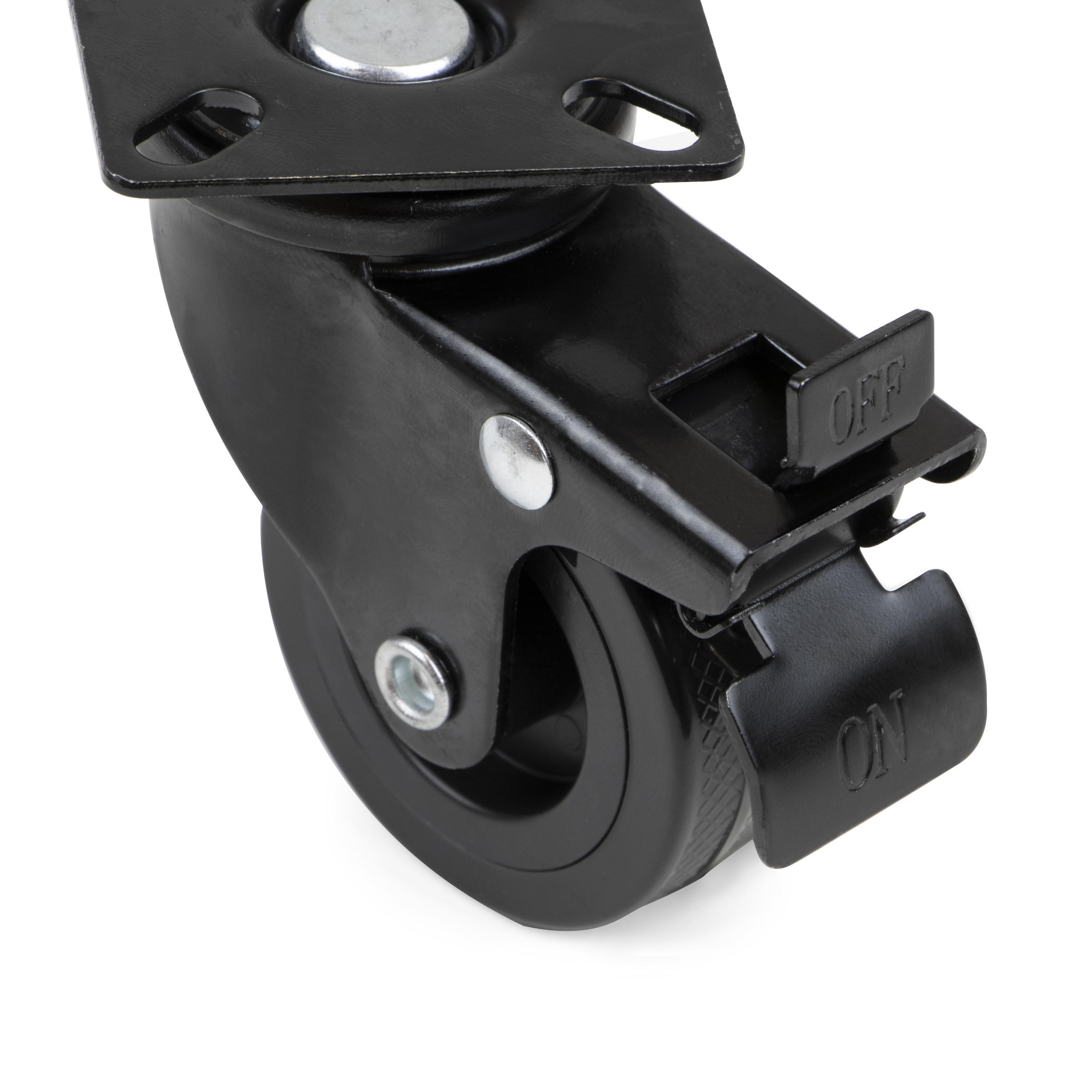 ROLLEN Black mit Montageplatte, Durchmesser 75mm, Kunststoff und Stahl, schwarz 4er-set - Schwarz, Kunststoff (6.5/10/6.5cm) - EMUCA