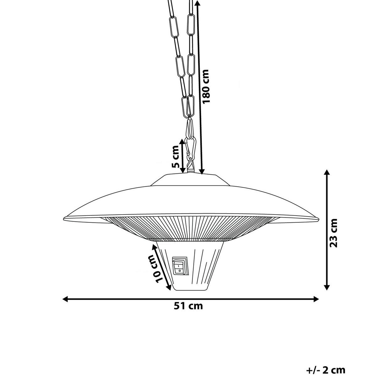 TERRASSENSTRAHLER Silber Kaba - Silberfarben/Schwarz, Metall (51/23/51cm) - Beliani