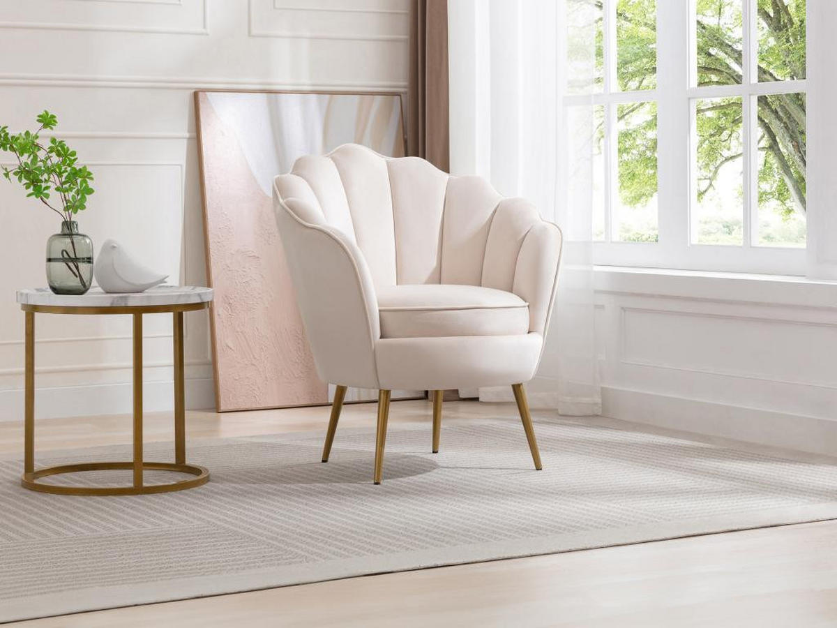 MUSCHELSESSEL - Samt - Beige - LALEA - Beige, Textil (73/88/76cm) - Vente-Unique