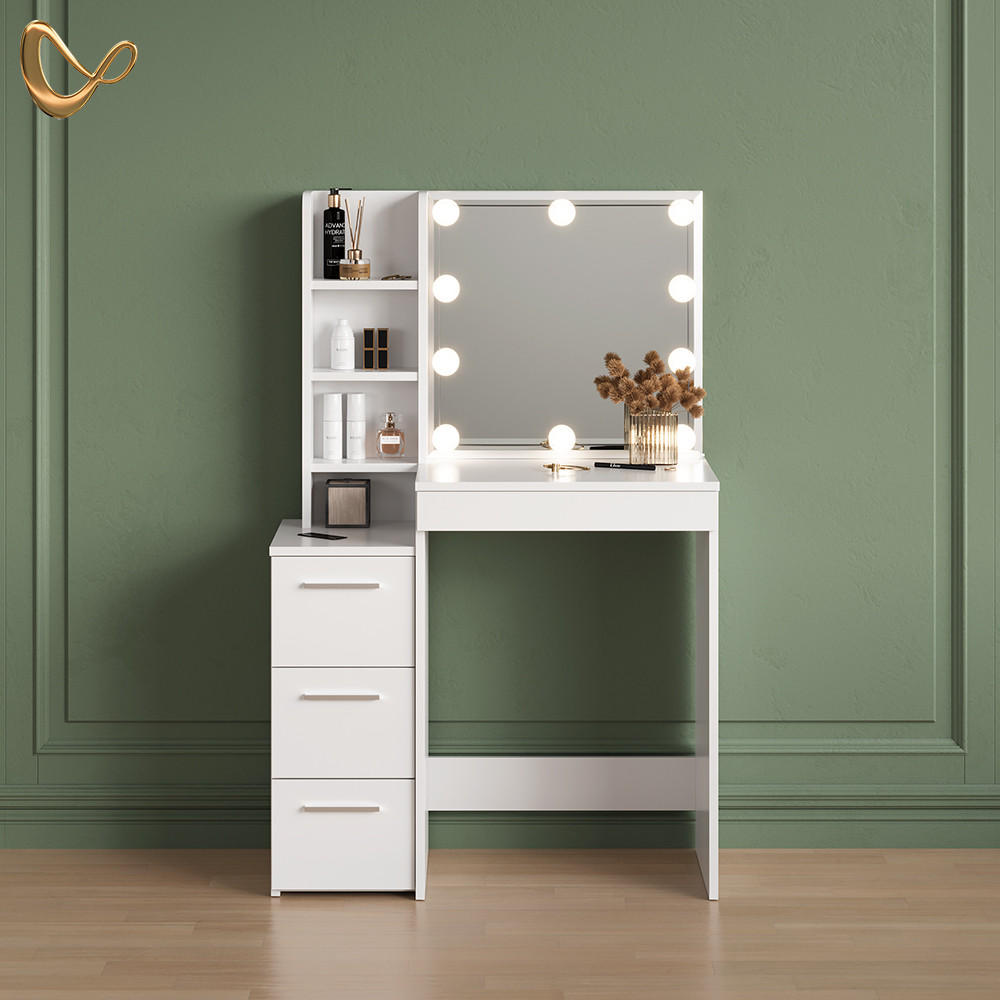 SCHMINKTISCH Ivera Weiß 79.9 cm mit LED Beleuchtung - Weiß, Holzwerkstoff (79.9/127.4/40cm) - Livinity®