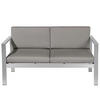 GARTENSOFA Aluminium 2-Sitzer Auflagen dunkelgrau Salerno - Dunkelgrau, Metall (142/80/70cm) - Beliani