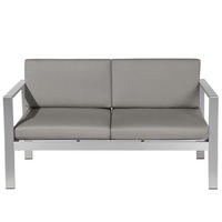 GARTENSOFA Aluminium 2-Sitzer Auflagen dunkelgrau Salerno - Dunkelgrau, Metall (142/80/70cm) - Beliani