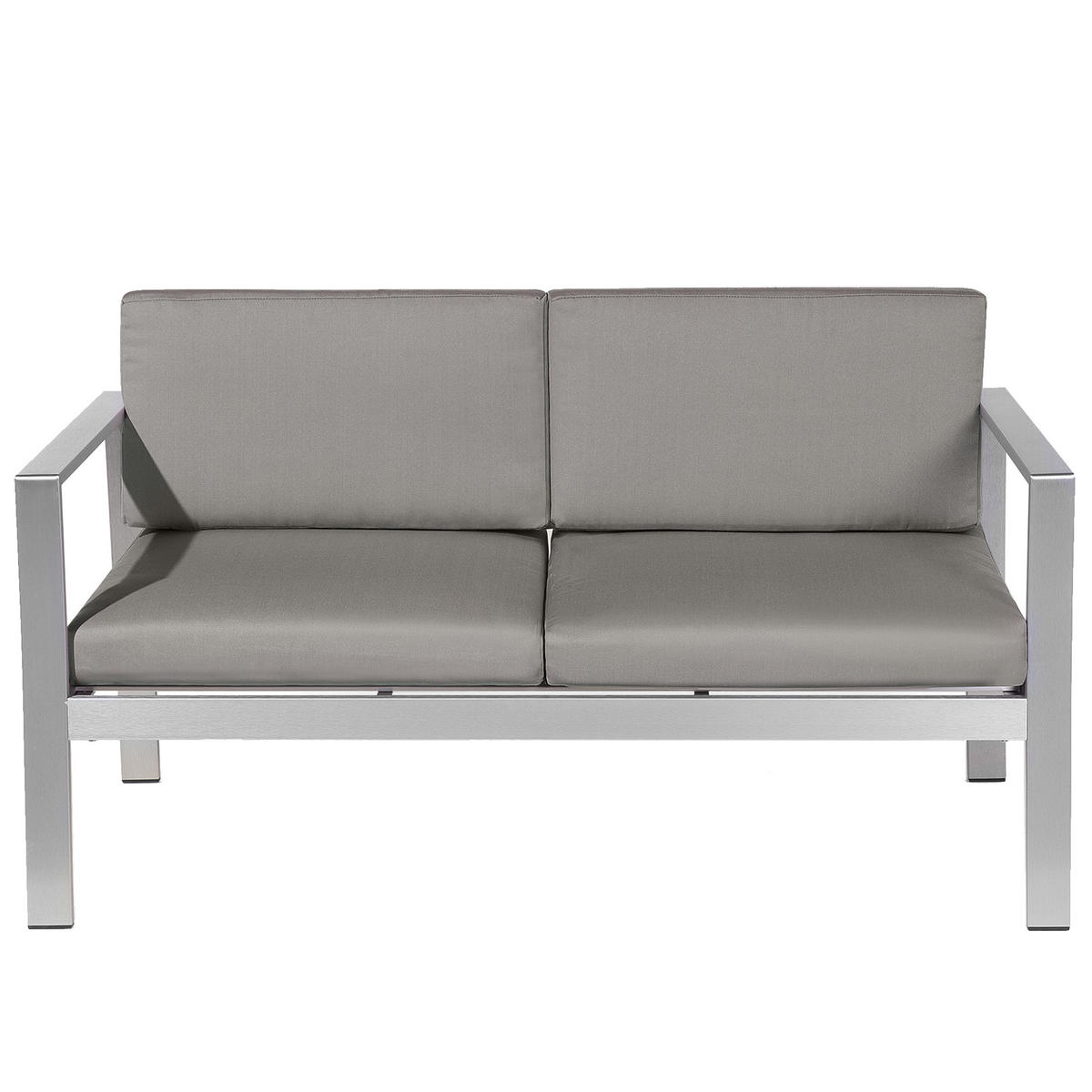 GARTENSOFA Aluminium 2-Sitzer Auflagen dunkelgrau Salerno - Dunkelgrau, Metall (142/80/70cm) - Beliani