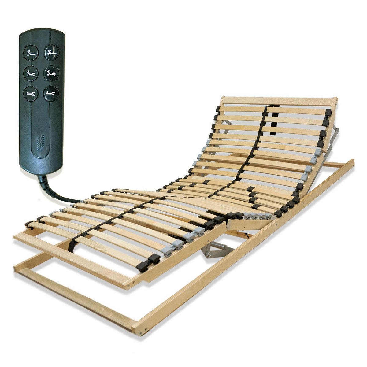 LATTENROST ERGO KF MIT MOTOR 80 x 200 cm Kopf-Fußteil verstellbar, Selbstmontage - Naturfarben, Holz (80/200cm) - Coemo