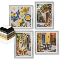 WANDBILDER 4er Set - 50x50 cm & 40x60 cm Silberner Rahmen - Zitrusbäume in einem sonnigen Garten - Silberfarben, Kunststoff (50/50cm) - ArtPrintCave