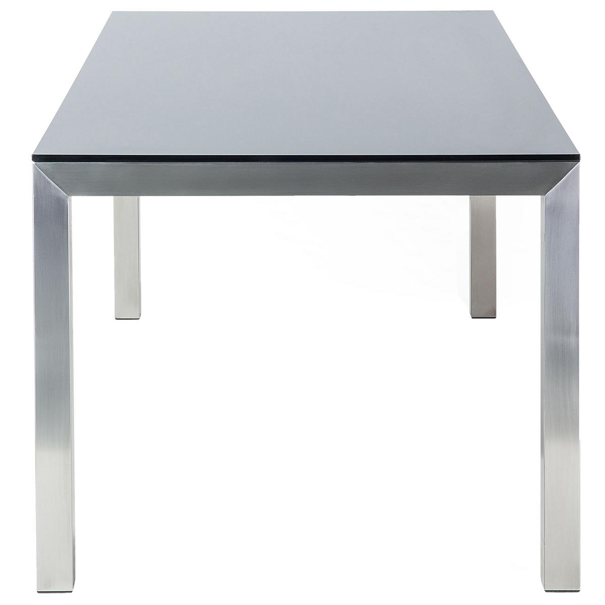 GARTENTISCH Glas schwarz 180/90 cm Grosseto - Silberfarben/Schwarz, Glas (180/90/76cm) - Beliani