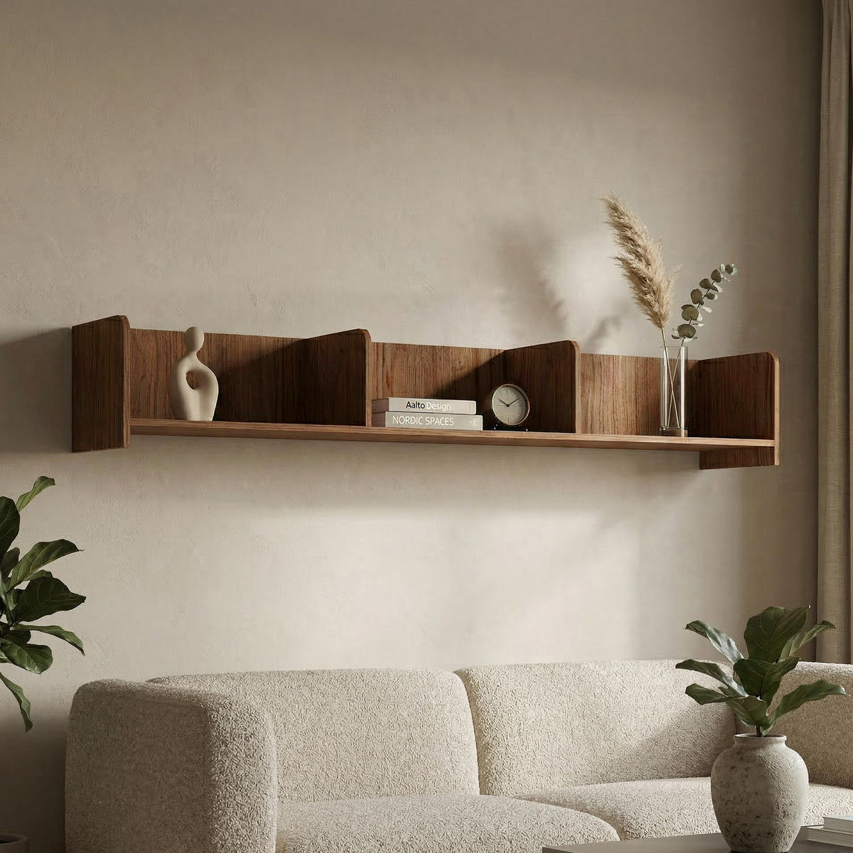 WANDREGAL Positivo mit Trennwänden, 180 cm, Alba-Nuss - Nussbaumfarben, Holzwerkstoff (183/27/27cm) - Beautysofa