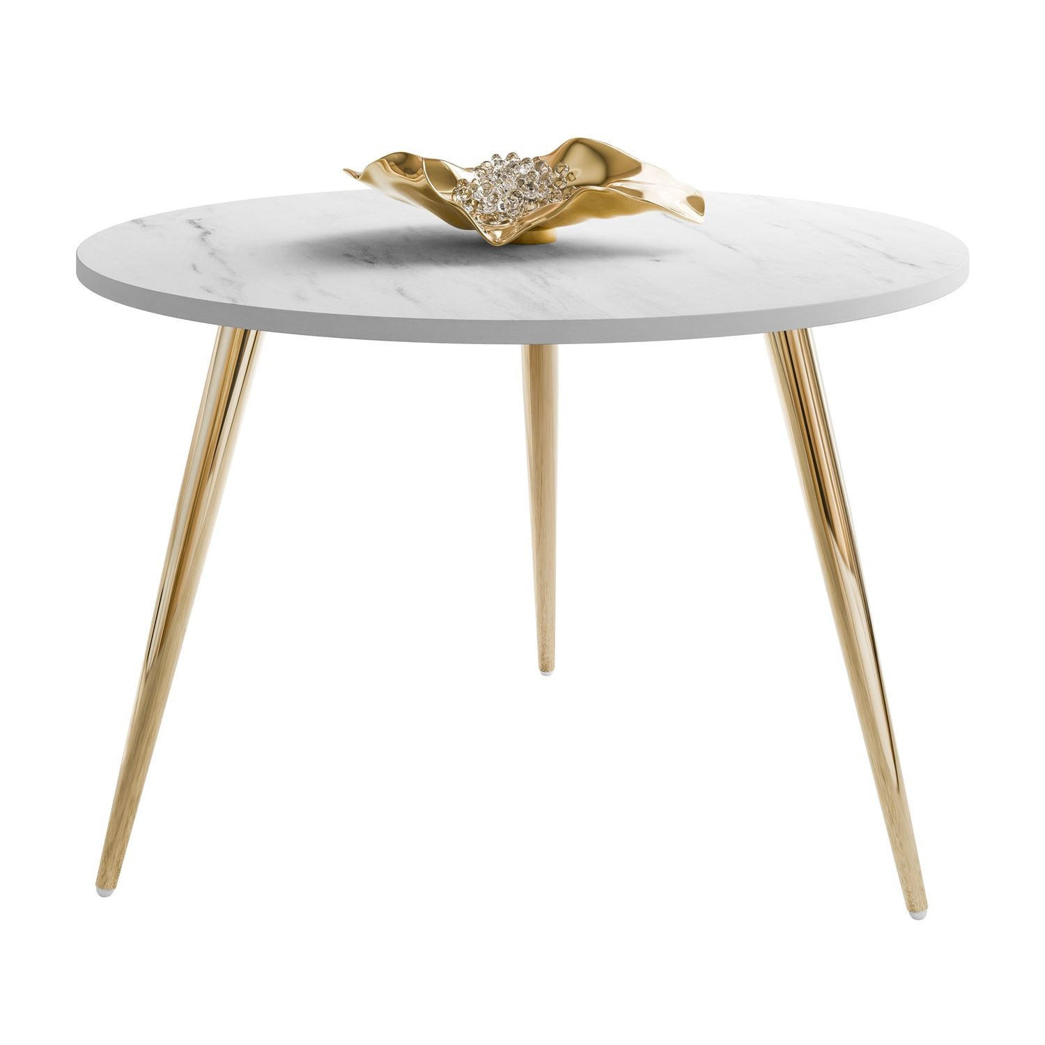 COUCHTISCH SOLEIL II aus Weiß Marmor auf goldenen Beinen - Weiß, Holzwerkstoff (60/60/47cm) - Lookway