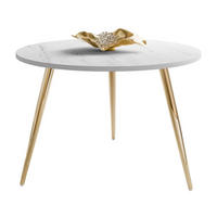 COUCHTISCH SOLEIL II aus Weiß Marmor auf goldenen Beinen - Weiß, Holzwerkstoff (60/60/47cm) - Lookway