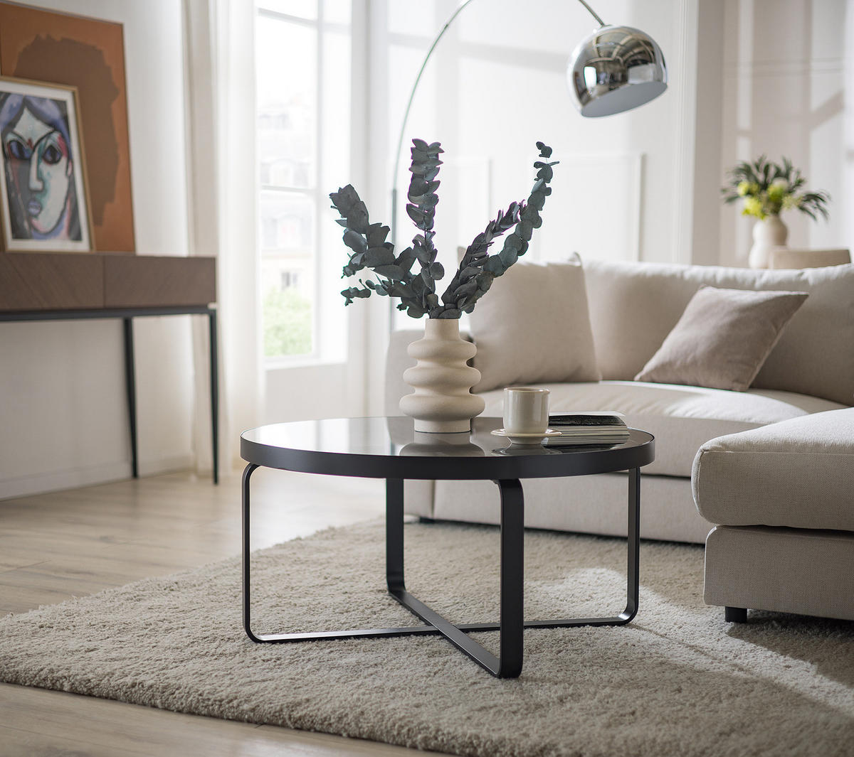 COUCHTISCH - Glas / Metall - Grau / Schwarz - Schwarz/Grau, Glas/Metall (80/80/40cm) - home24