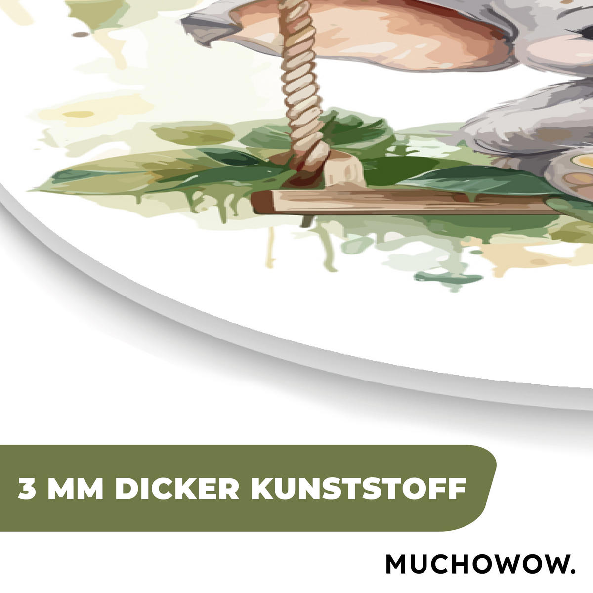 WANDBILD Elefant - Tier - Kinder - Dschungel 60x90 cm - Hellgrau, Kunststoff (60/90cm) - MuchoWow