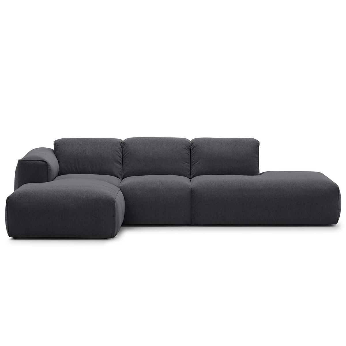 ECKSOFA mit Chaiselongue - Schwarz/Grau, Kunststoff/Textil (290/173cm) - home24