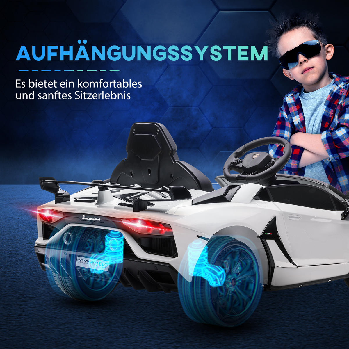 KINDER ELEKTROAUTO, Rot/Weiß, Kunststoff+ Metall - Weiß, Metall (107.5/63/42cm) - HOMCOM