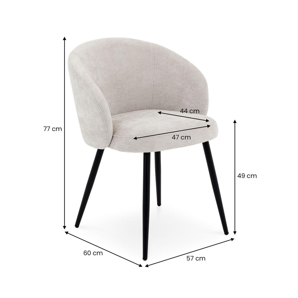 ESSZIMMERSTÜHLE KURSI 2er-Set grau - Grau, Textil (57/77/60cm) - IDIMEX