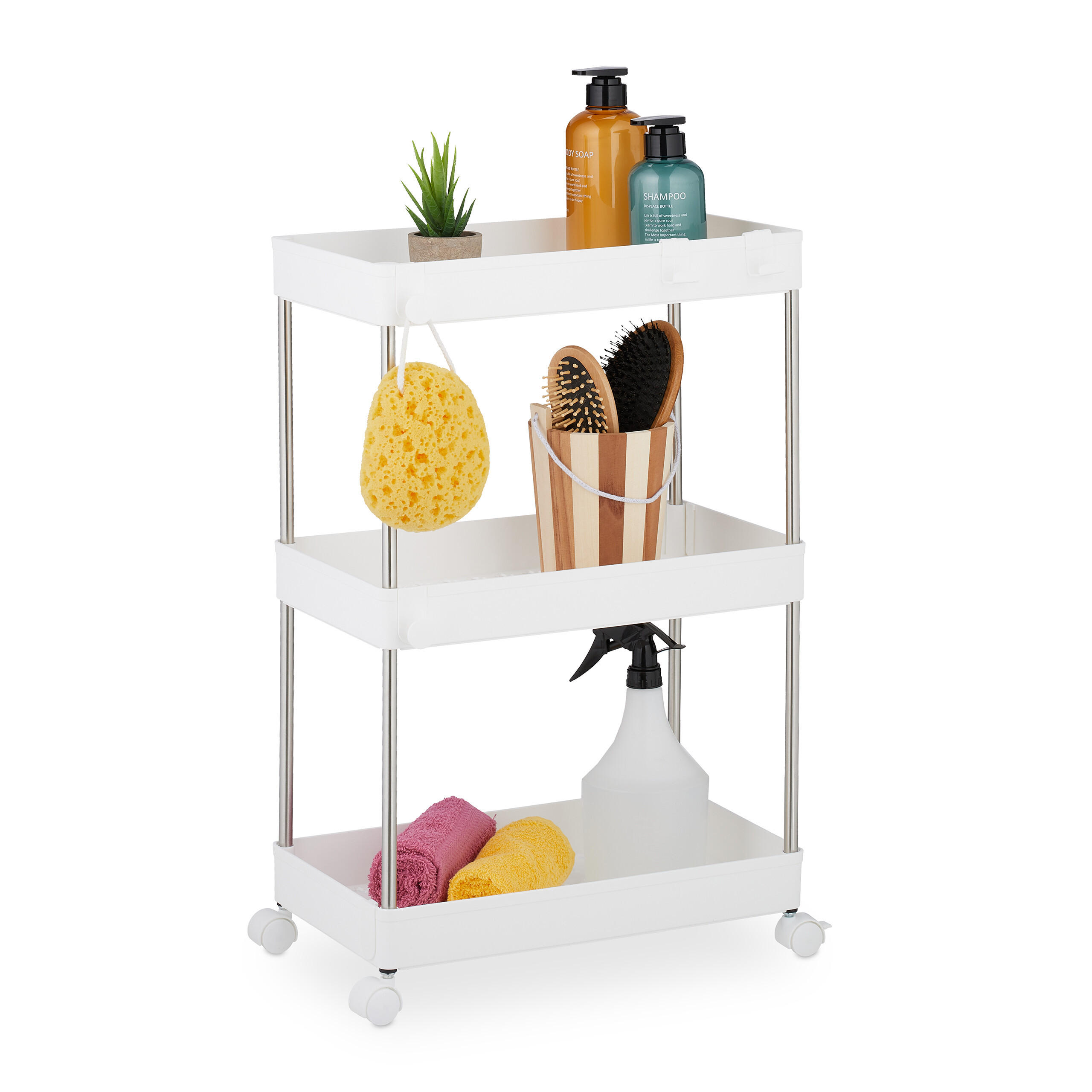 NISCHENWAGEN - Weiß, Kunststoff/Metall (41.5/62/23.5cm) - Relaxdays