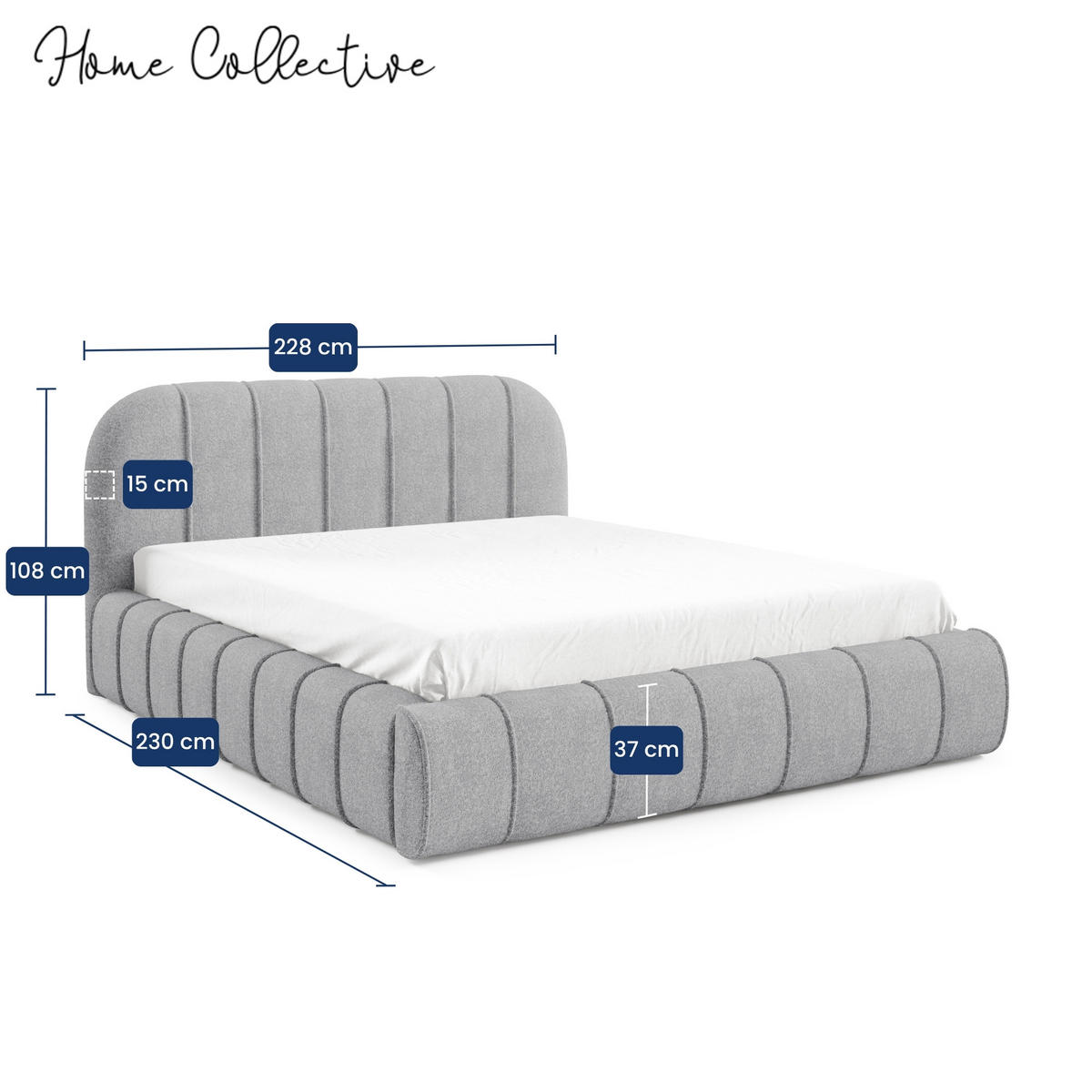 POLSTERBETT mit Stauraum 200x200 cm in Silbergrau - Silberfarben, Textil (200/200cm) - Home Collective