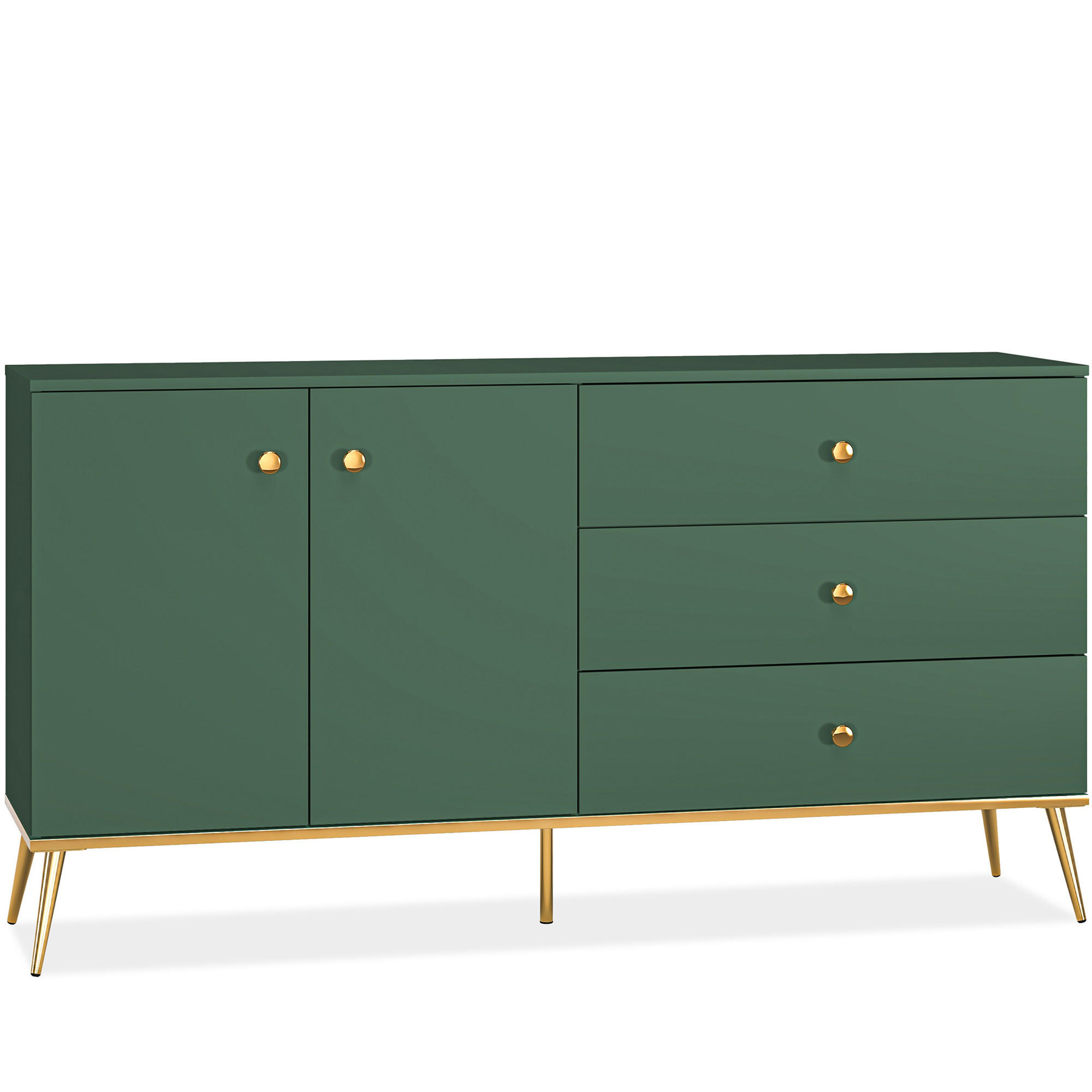 KOMBIKOMMODE ARICIA viel Stauraum, Grün - Grün, Holz (160/85/40cm) - KONSIMO®