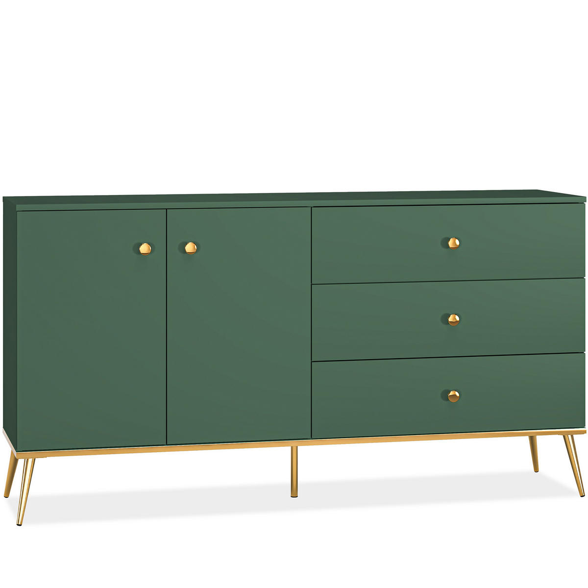 KOMBIKOMMODE ARICIA viel Stauraum, Grün - Grün, Holz (160/85/40cm) - KONSIMO®