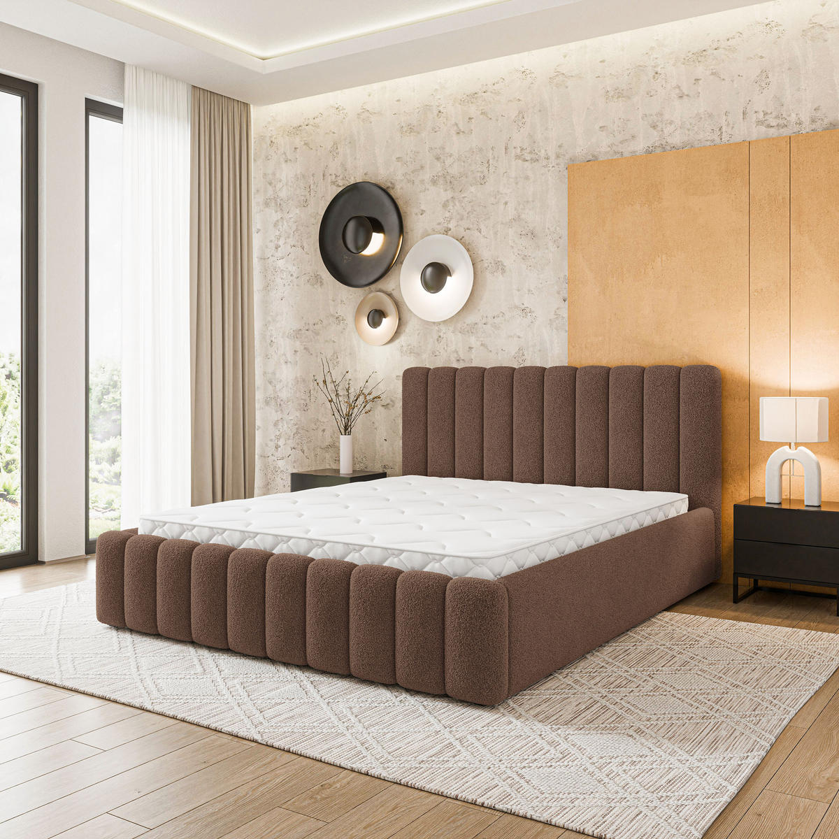 POLSTERBETT DINESE Q 180x200 cm mit Bettkästen - Braun - Braun, Holz (180/200cm) - MASSENO