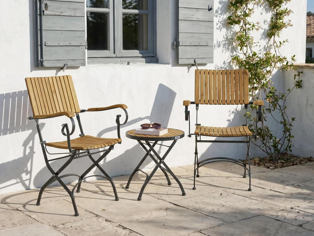 BISTRO-SET klappbar Akazienholz Hellbraun Lascari - Hellbraun, Holz - Beliani