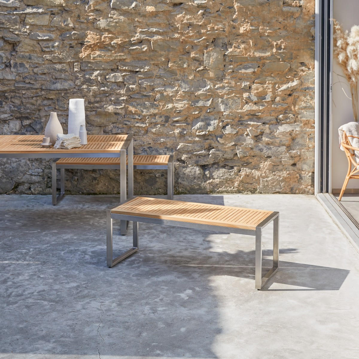 GARTENBANK Arno Natur aus Teak - Naturfarben, Holz (120/44/45cm) - Tikamoon