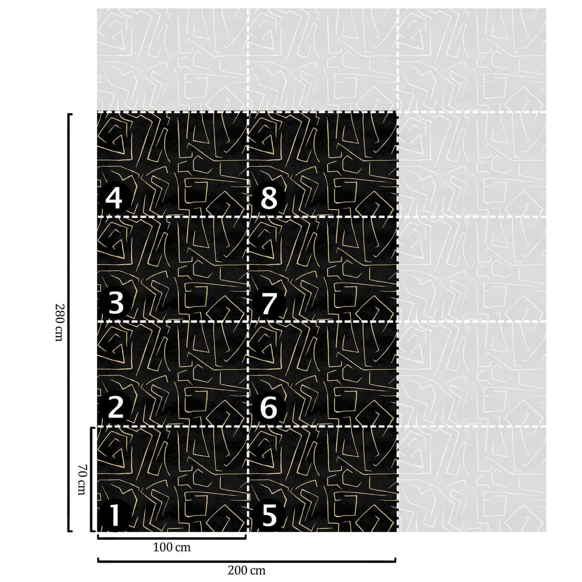 TAPETE Graffiti aus echtem Papier, 200x280cm, 8 Bögen - Schwarz, Papier (200/280cm) - WALLPAPERS4BEGINNERS
