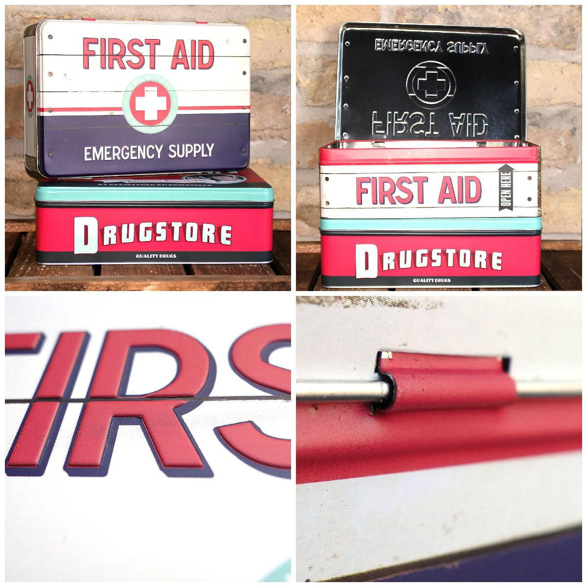 VORRATSDOSE flach Nostalgic Pharmacy First Aid Blue - Multicolor, Metall (23/7/16cm) - Nostalgic-Art