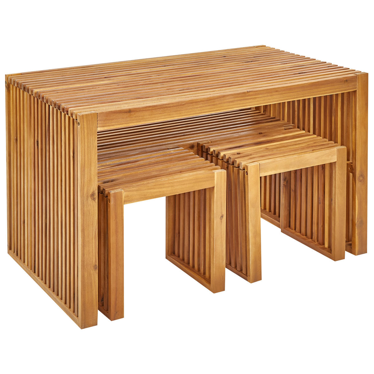 GARTENMÖBEL SET 4-Sitzer Akazienholz hellbraun 4-teilig Bellano - Hellbraun, Holz - Beliani