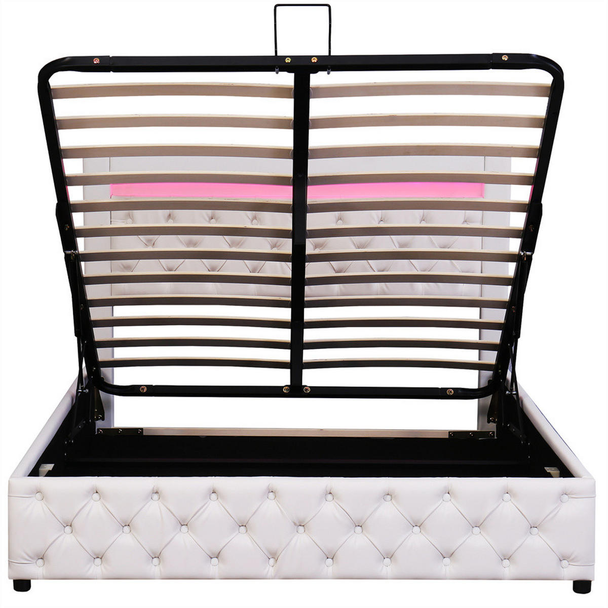 POLSTERBETT 140/200 cm in Weiß PU mit LED-Beleuchtung - Weiß, Holz/Textil (140/200cm) - KOMHTOM