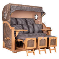 STRANDKORB XXL Düne Grande Teak PE Grey - Braun/Grau, Metall (170/170/95cm) - Mr. Deko