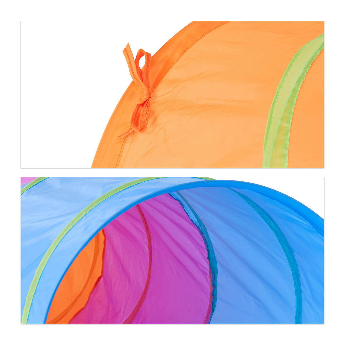 SPIELTUNNEL Bunt Pop-Up Polyester 170 cm - Multicolor, Textil/Metall (45/45/170cm) - Relaxdays