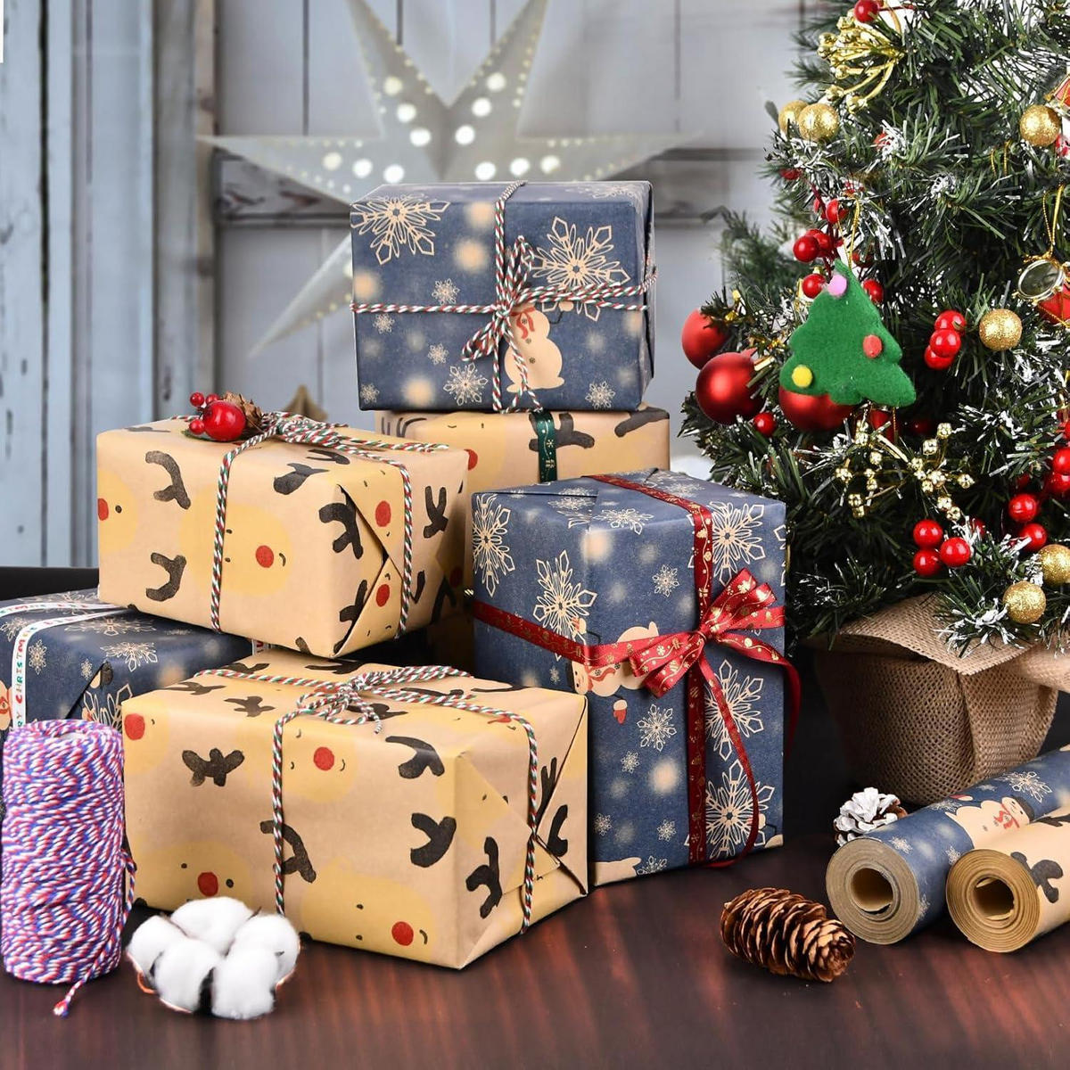 GESCHENKPAPIER 2-teiliges Set 43 cm x 15 m Weihnachten - Multicolor, Papier (43/0.1/1500cm)
